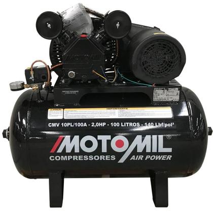 Imagem de Compressor de Ar 10 Pés 2,0 HP 100 Litros 2 Pistões CMV-10PL100A Profissional MOTOMIL