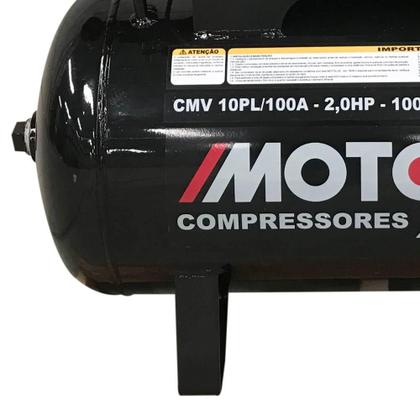 Imagem de Compressor de Ar 10 Pés 2,0 HP 100 Litros 2 Pistões CMV-10PL100A Profissional MOTOMIL