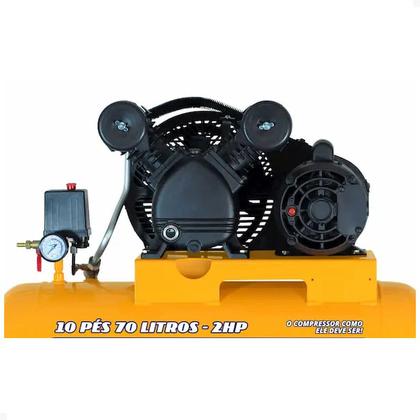 Imagem de Compressor De Ar 10 Pés 70 L 2cv Rex.t  Chiaperini 110/220v
