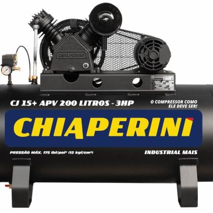 Imagem de Compressor de ar 15 pés 200 litros 3 hp 175 lbs monofásico - CJ 15+ APV 200L (110V/220V)
