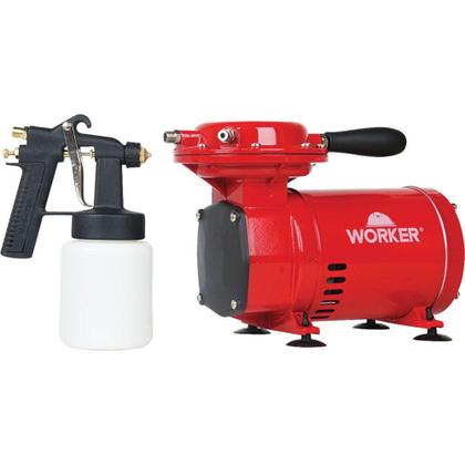 Imagem de Compressor de Ar 250W com Pressão Máxima de 3,6BAR e Pistola de Pintura 371629 Worker Bivolt