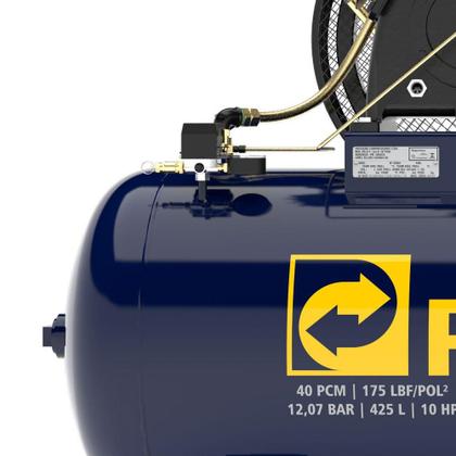 Imagem de Compressor de Ar 40 Pés 175 PSI 425 Litros Trifásico 220/380