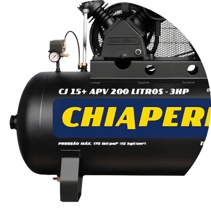Imagem de Compressor de Ar Alta Pressão Motor Monofásico 3HP 200L 000678 Chiaperini