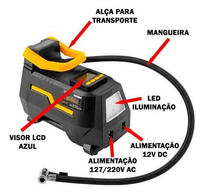 Imagem de Compressor de ar automotivo CAV150 12V ou bivolt automático Vonder