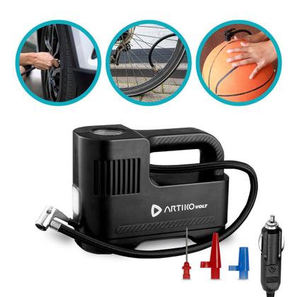 Imagem de Compressor de Ar Automotivo Elétrico Portátil Carro Artiko Volt Lanterna 120W Potência