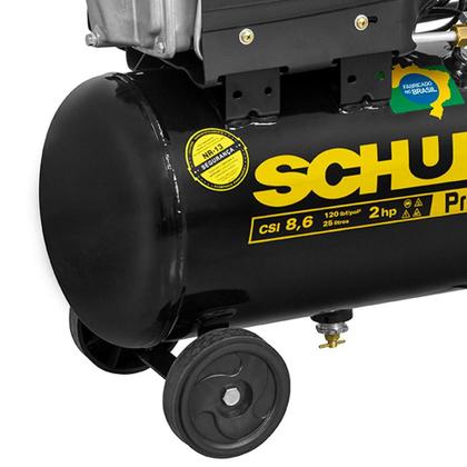 Imagem de Compressor de Ar de Pistão 2,0 HP 25 Litros 8,6 Pés Pratiko CSI 8,625 SCHULZ + Kit