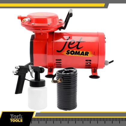 Imagem de Compressor De Ar Direto Portátil 1/3cv Com Kit Jet Somar