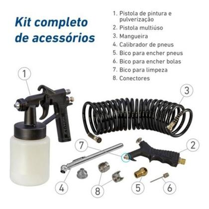 Imagem de Compressor De Ar Schulz Jet Fácil Plus 220v Com Acessórios Cor Amarelo