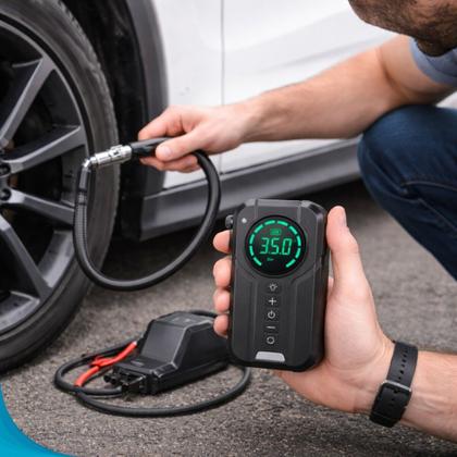 Imagem de Compressor De Ar Tomate Bomba Inflador Portátil Carro Moto Bola Power Bank Entrega Rápida