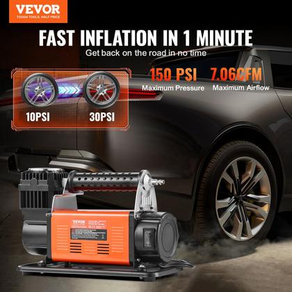 Imagem de Compressor de ar VEVOR 12V Heavy Duty com medidor digital 150PSI