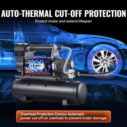Imagem de Compressor de ar VEVOR 12V Heavy Duty com tanque de 6L 150PSI 6.35CFM