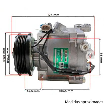 Imagem de Compressor Scroll Chevrolet Tracker 1.8 Gasolina/ Prisma 2013/ Spin/ Onix/ Sonic 1.8/ Cobalt 1.8 - 12 Volts Polia 5pk 9