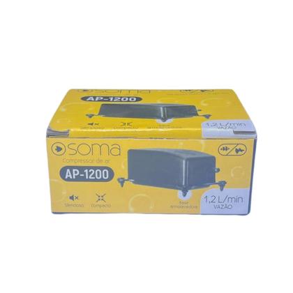 Imagem de Compressor SOMA AP-1200 127V Aquario Peixe Artemia Betta Pet