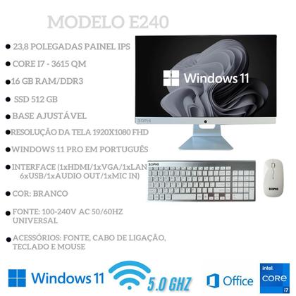 Imagem de Computador All In One 16gb Ram Intel Core I7 Ssd 512GB Tela 23.8 Full Hd painel ips Windows 11 Completo Teclado mouse sem fio 127 220v pacote office