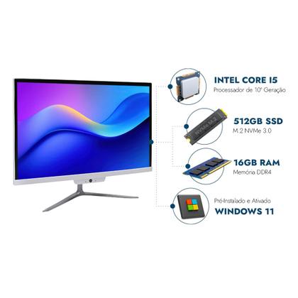 Imagem de Computador All In One 21,5" Intel Core i5 10ª Geração, 16GB RAM, SSD 512GB
