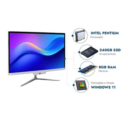 Imagem de Computador All In One 21,5" Intel Pentium, 8GB RAM, SSD 240GB, Webcam, Wi-Fi, Bluetooth