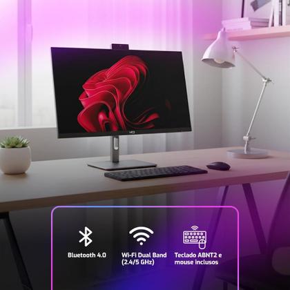 Imagem de Computador All In One 24", Intel Core I5 12400 12ª Geração, 16GB DDR4, SSD 256GB, Webcam, Wifi, Bluetooth, HQ Silver AIHQP-004