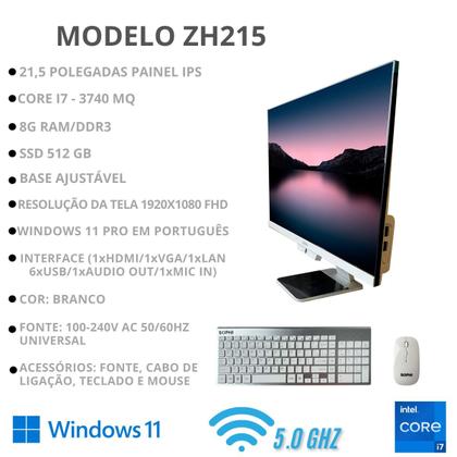Computador All In One 8gb Ram Intel Core I7 Ssd 512GB 21.5 TELA