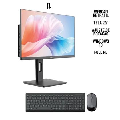 Imagem de Computador All In One I5 8gb ram Ssd 480gb Tela 24" Com Webcam e Ajuste de Altura Windows 10 - Preto