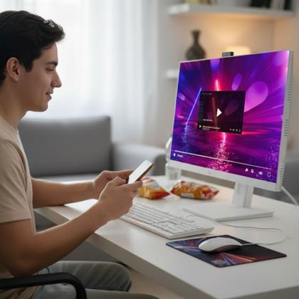 Imagem de Computador AllinOne Grasep DA117 23.8 Full HD Intel Core i56200U, 16GB DDR3 RAM, SSD M.2 256GB, WiFi Dual Band, Windows 11 Pro, Branco