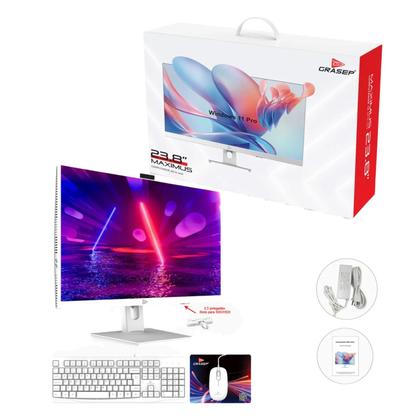 Imagem de Computador AllinOne Grasep DA117 23.8 Full HD Intel Core i56200U, 16GB DDR3 RAM, SSD M.2 256GB, WiFi Dual Band, Windows 11 Pro, Branco