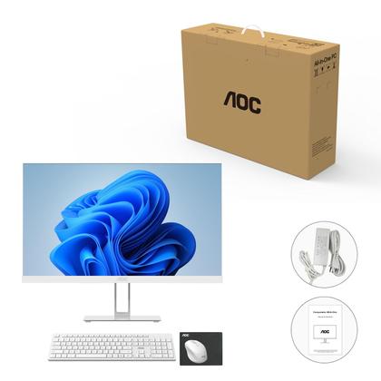Imagem de Computador AOC All In One 23.8 Intel i5 Branco 8GB Memória SSD 512 Windows 11 Pro