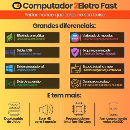 Imagem de Computador Completo 2Eletro Fast Intel Core i7, 16GB RAM, SSD 512GB, Bivolt, Monitor 23" Full HD