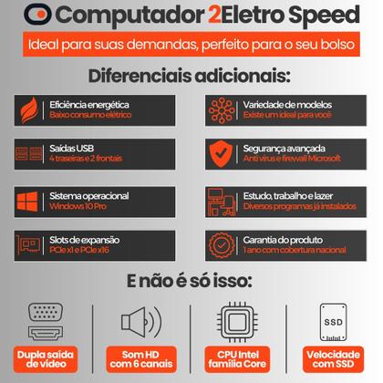 Imagem de Computador Completo 2Eletro Speed Intel Core i7, 16GB RAM, SSD 512GB, Bivolt, Monitor 23" Full HD - CD2E-0135SP