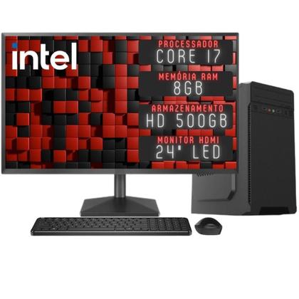 Computador Completo 3green Desktop Intel Core i7 8GB Monitor 24" Full HD HDMI HD 500GB Windows 10 3D-156