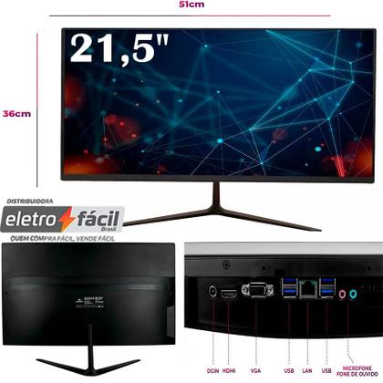 Imagem de Computador Completo ALL-IN-ONE Intel Core i3 21,5 Polegadas Ssd 128GB e 4GB Ram