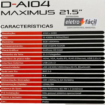 Imagem de Computador Completo ALL-IN-ONE Intel Core i5 21,5 Polegadas SSD 512GB e 8GB RAM