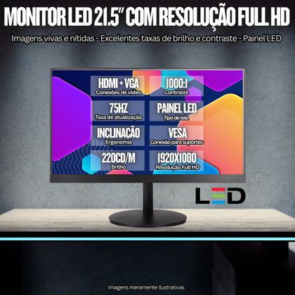 Imagem de Computador Completo BluePC ELITE - Intel Core i5 9400F, 8GB DDR4, SSD 512GB, Windows 11 Pro, Gráficos Geforce, Monitor LED 21.5" - CDBP-ELI-21127