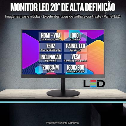 Imagem de Computador Completo BluePC ELITE - Intel Core i7 7700, 16GB DDR4, SSD 1TB, Windows 11 Pro, Fonte 500W, Monitor LED 20" - CDBP-ELI-20119