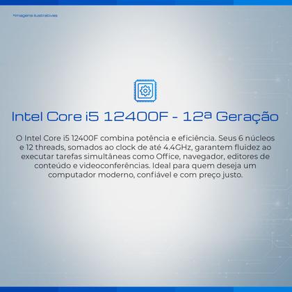 Imagem de Computador Completo BluePC PRO - Intel Core i5 12400F (12ª Geração), 16GB DDR4, SSD 512GB, Gráficos Geforce, Fonte 500W, Windows 11 Pro,Monitor 20"