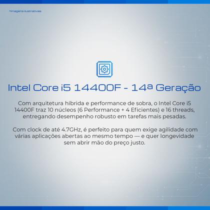 Imagem de Computador Completo BluePC PRO - Intel Core i5 14400F (14ª Geração), 16GB DDR4, SSD 1TB, Gráficos Geforce, Fonte 500W, Windows 11 Pro, Monitor 21.5"
