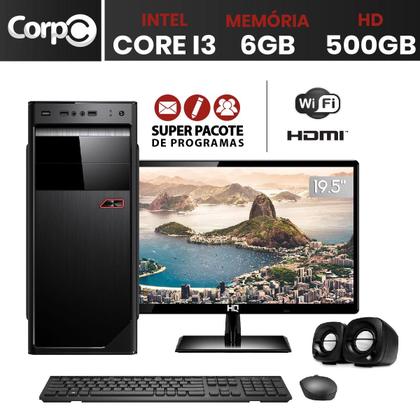 Imagem de Computador Completo Intel Core i3 6GB HD 500GB Wifi Monitor 19.5" LED HDMI CorPC