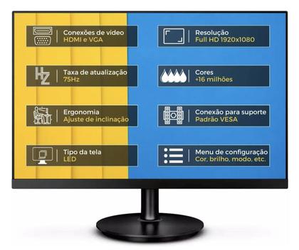 Imagem de Computador Completo Intel Core i7 16GB SSD 1TB Monitor LED 23 Kit Teclado e Mouse sem Fio Windows Pacote Office
