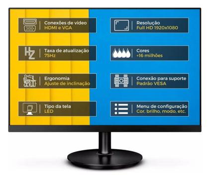 Imagem de Computador Completo Intel Core i7 16GB SSD 1TB Monitor LED 23 Windows Kit Teclado e Mouse sem fio