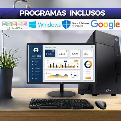 Imagem de Computador Completo TOB Intel Core i5 com rede sem fio SSD 120GB Memória 8GB Windows 10 Pro Trial, Teclado, Mouse, Monitor 19 Desktop