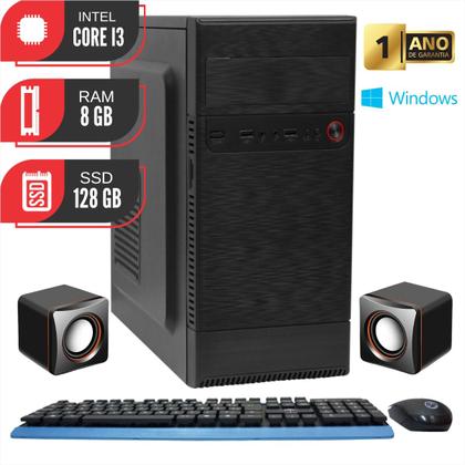 Imagem de Computador CPU Intel i3-550, 8GB, SSD 128GB - Kit Teclado e Mouse, Caixa de Som - Windows 10