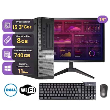 Computador Dell OptiPlex 7010 i5 3ª Geração 8GB RAM SSD 240GB HD 500GB Windows 11 Pro Office WiFi USB HDMI...