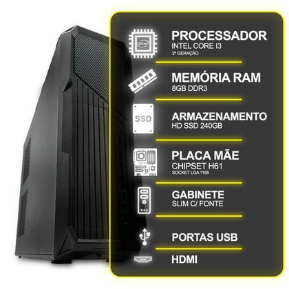 Imagem de Computador Desktop Slim, Intel Core I3, 8GB Ram, SSD 240GB