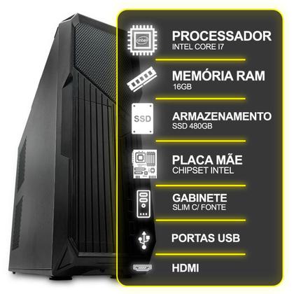 Imagem de Computador Desktop Slim, Intel Core I7, 16Gb Ram, Ssd 480Gb,