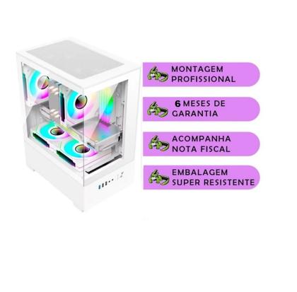 Imagem de Computador Gamer Completo Branco Intel i5 Memoria Ram 16GB SSD 240GB Monitor Kit Periféricos Rosa