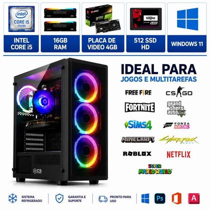 Computador Gamer Completo Intel Pc CPU Ssd 16gb Ram Placa de Video 4GB