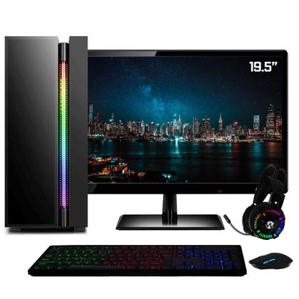 Imagem de Computador Gamer Completo RGB Intel Core i5 8GB HD 3TB Kit Gamer com Headset Monitor 20" Windows 10 3green Premium