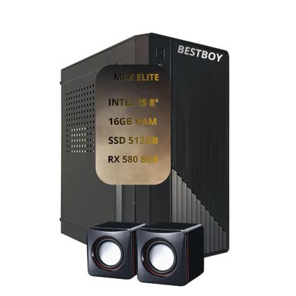 Imagem de COMPUTADOR GAMER MAX ELITE BESTBOY INTEL CORE I5 8º 16GB RAM SSD 512GB RX 580 8GB 500W MONITOR 20 PRETO