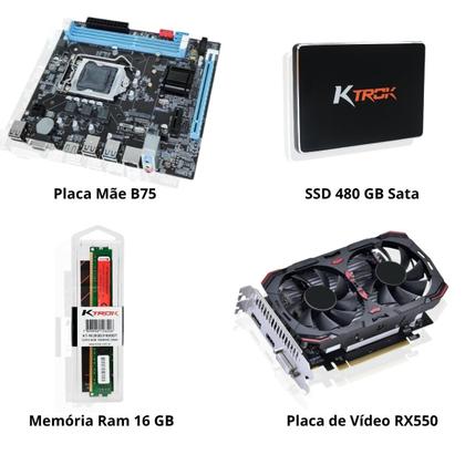 Imagem de Computador Gamer MultiPC I5 RX550 16GB SSD 480GB Sata Win11 Pro PC Completo para Jogos, Estudo e Edição