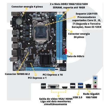 Imagem de Computador Pc Cpu Intel Processador I5 3470 Placa Mãe B75 Memória 8gb Ram 240 Ssd + Win