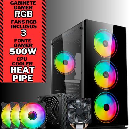Imagem de Computador PC Gamer completo 2Eletro RGB, Intel Core i5, 8GB RAM, SSD 256GB, Fonte 500W, Monitor 20 75Hz, Kit Gamer completo PG2E1008RG